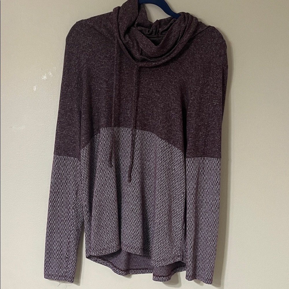 Pink Clover Maroon and Gray Cowl Neck Sweater
